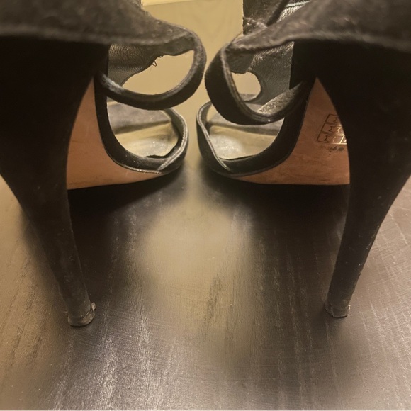 Stuart Weitzman French Cuff Suede Sandals - Women 37 (6-1/2) - Black - Picture 2 of 9